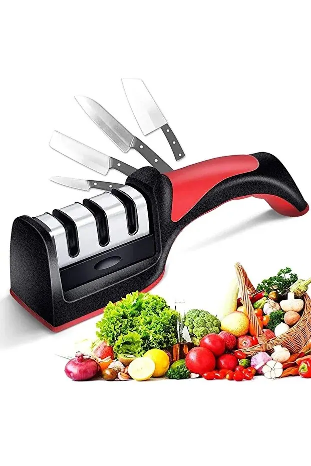 BEYZANA Bıçak Bileme Aleti 3 Açılı Elmas El Bıçakları Bileme Aparatı Ergonomik Saplı Mutfak Aleti