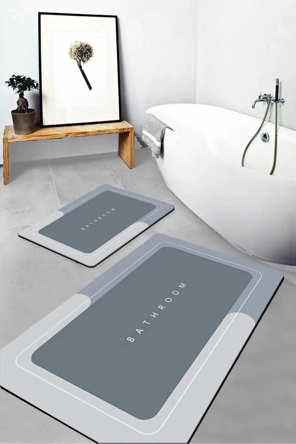 Sihirli Su Emici Banyo Paspası Kaymaz Tabanlı Abdest Paspası Kare 3,5 Mm 40x60 - görsel 2