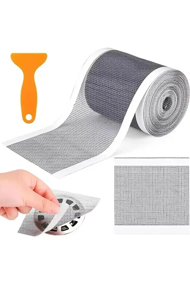 BEYZANA 4 Metre 12 Cm Çok Amaçlı Süzgeç Bant Gider Süzgeci ve Sineklik Yaması Tamir Kiti - görsel 1