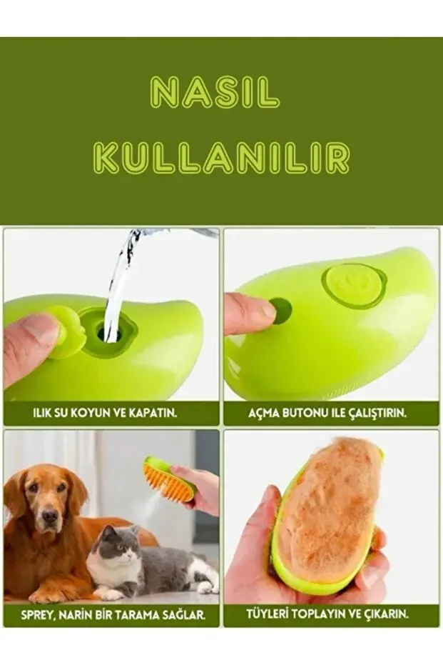 BEYZANA Buharlı Kedi & Köpek Yıkama Fırçası Tarağı Yumuşak Silikon - görsel 5