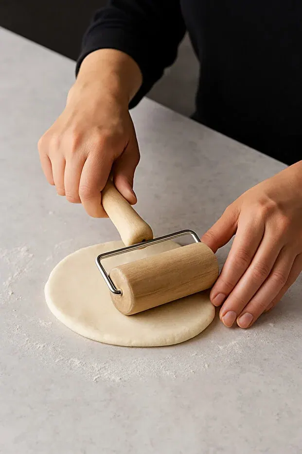 BEYZANA Ahşap Saplı Rulo Hamur Açıcı Merdane Pürüzsüz Oklava Pizza Börek Açma Silindiri - görsel 1