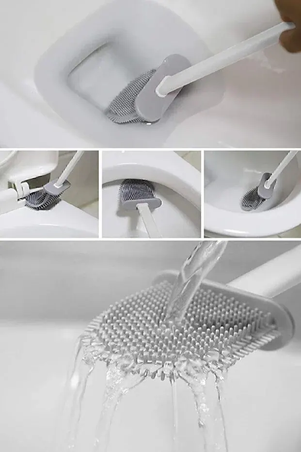 BEYZANA Beyaz Silikon Tuvalet Fırçası Bükülebilir Silikon Wc Klozet Fırçası - görsel 2