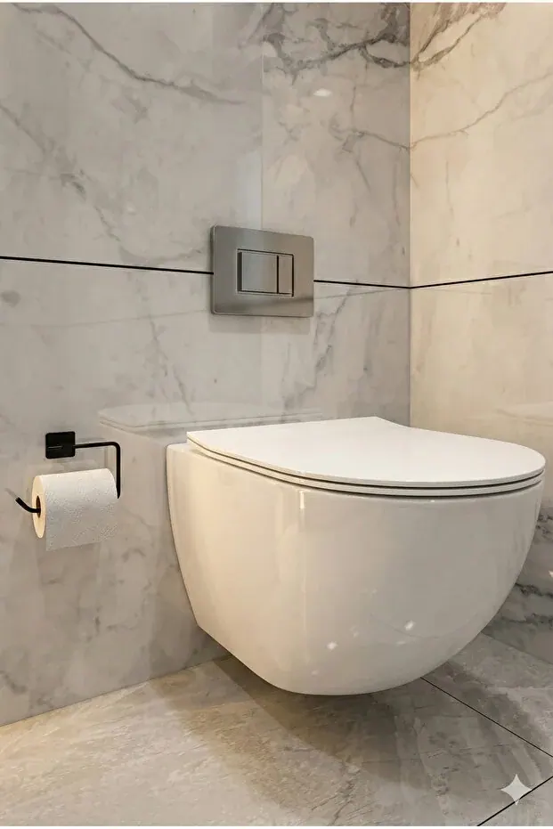 Jasmin Yapışkanlı Siyah Kare Açık Tuvalet Kağıtlığı, Wc Kağıtlık, Tuvalet Kağıdı Askısı - görsel 3