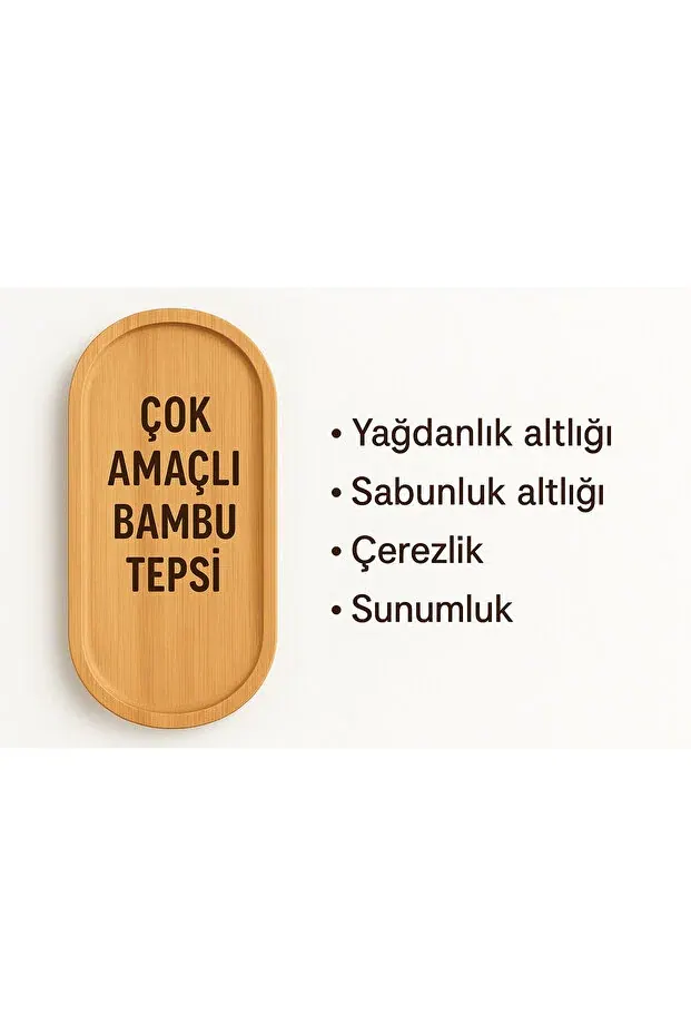 BEYZANA 6 Adet Bambu Sunumluk Yağlık Altlığı Sabunluk Altlığı Çok Amaçlı Tepsi 23*12 cm - görsel 2