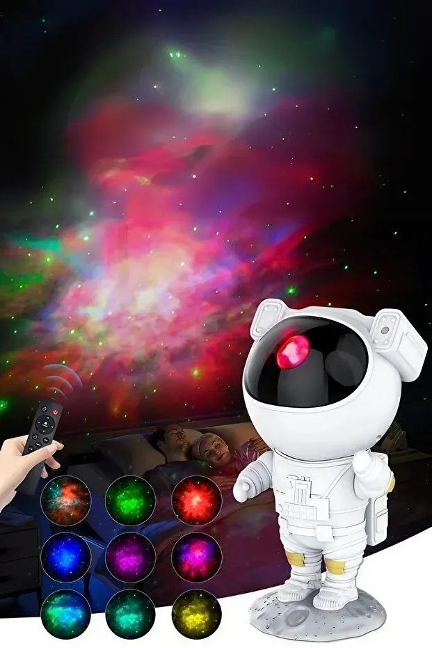 BEYZANA Astronot Projektör Gece Masa Lambası Galaxy Gökyüzü Star Projeksiyon Kumandalı Samanyolu Aydınlatma - görsel 6