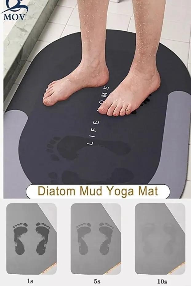 BEYZANA Su Emici Paspas Şık Tasarım Abdest Paspası Kaymaz Taban Diyatom 40*60 Cm Oval Paspas - görsel 3