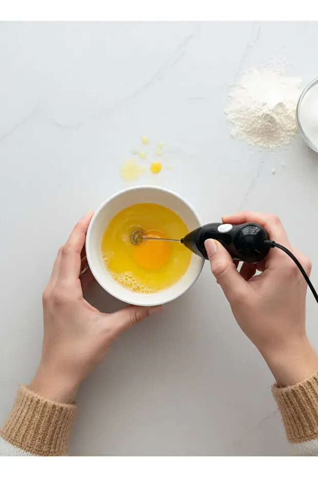 BEYZANA Mini Mikser Kahve ve Süt Köpürtücü | Pilli Pratik El Blender - görsel 6